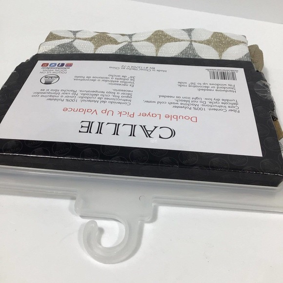 Callie Double Layer Pick Up Valance - 58x14 - Taupe/Silver - Picture 6 of 11